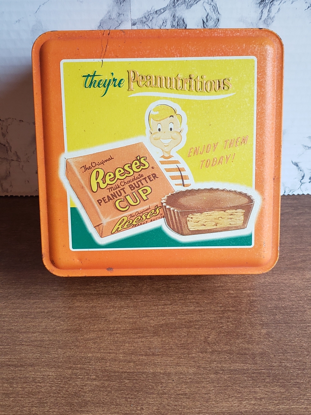 Reese's Orange Vintage Tin Storage Box